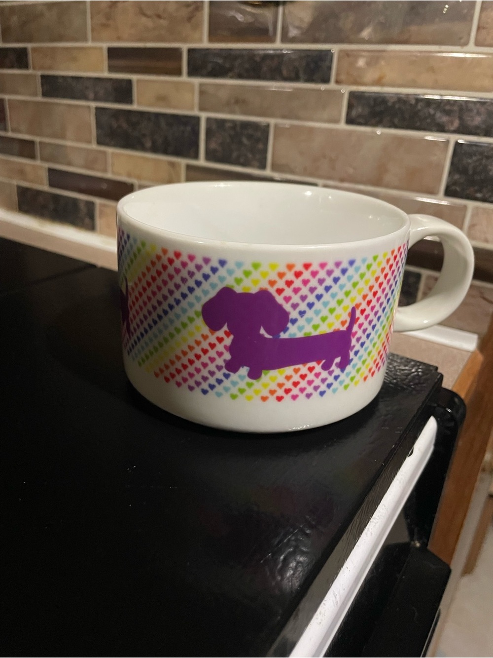 Dachshund Rainbow Heart Soup Mug / Bowl – Never Used